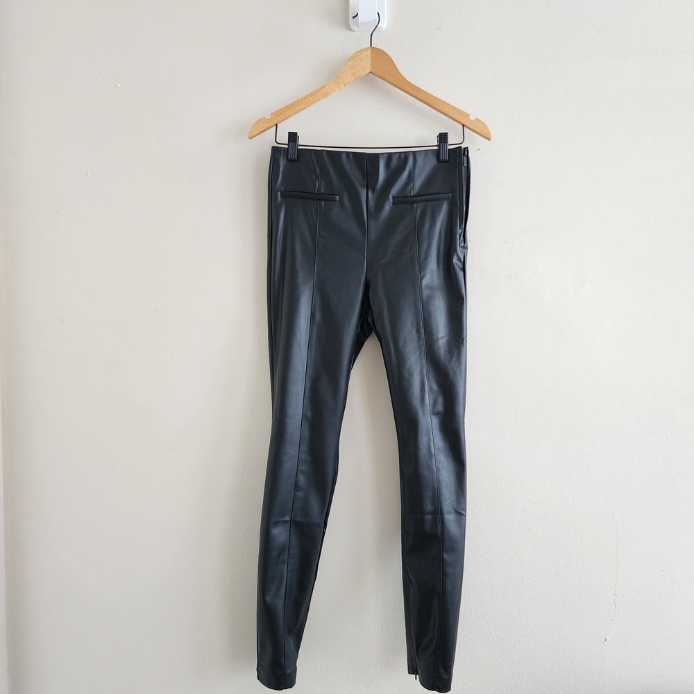 Zara NWT Faux Leather Legging Medium Goth Rocker Biker Winter Glam Stetch Chic - Picture 2 of 8